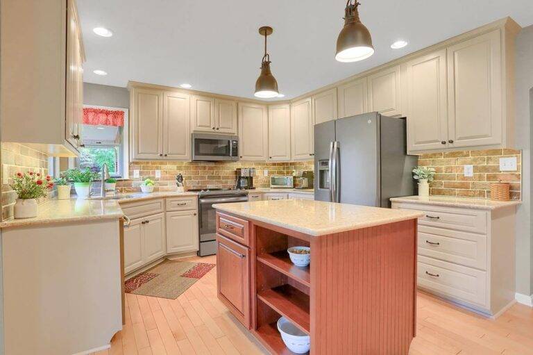 Painted Kitchen with Cherry Island