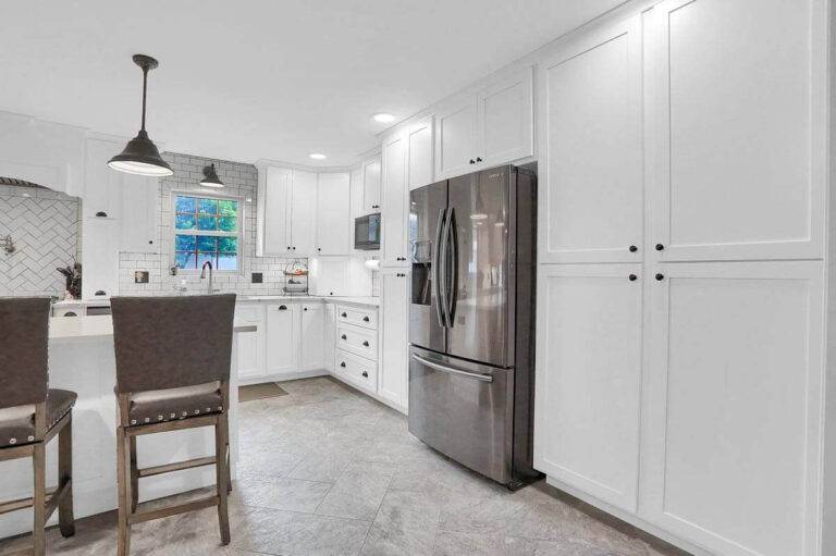 White Shaker Pantry Refrigerator Cabinet