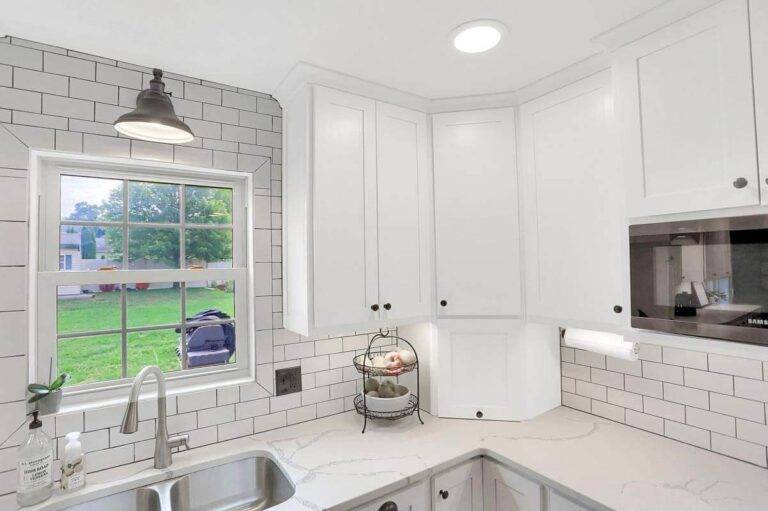 White corner appliance garage lift up door
