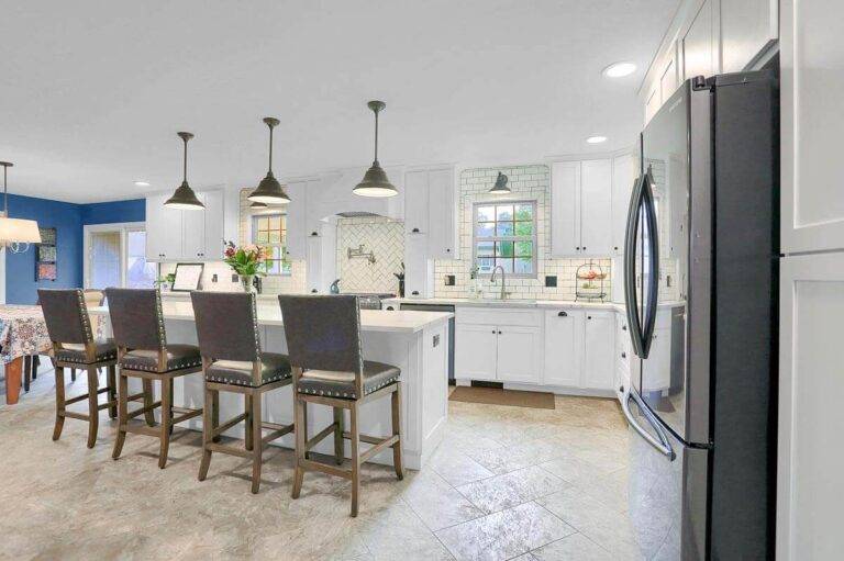 White kitchen subway tile backsplash