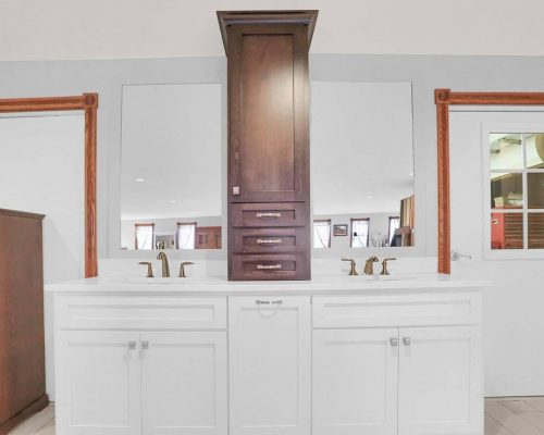 White Vanity with Tower Cabinet